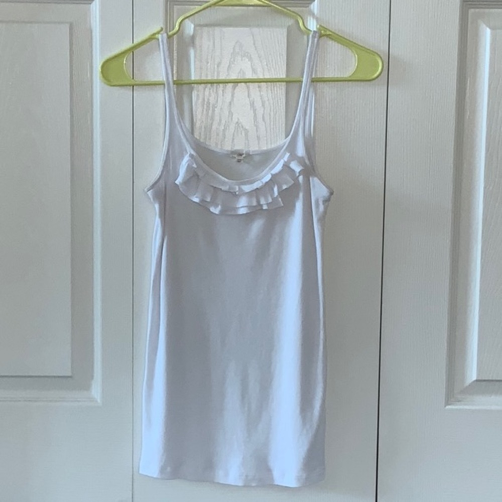 J.Crew White Ruffle Tank